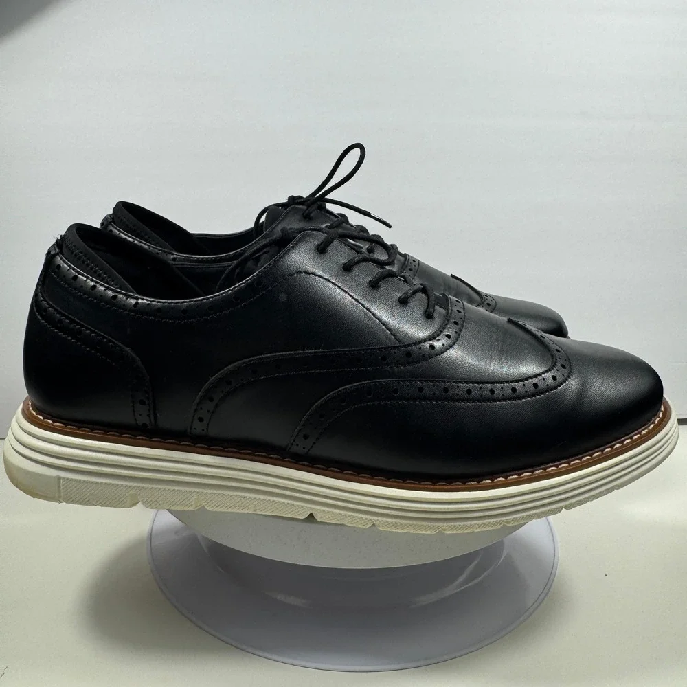 Cusolemore Men Oxford‎ Dress Shoes Black Leather Wingtip Size 13
